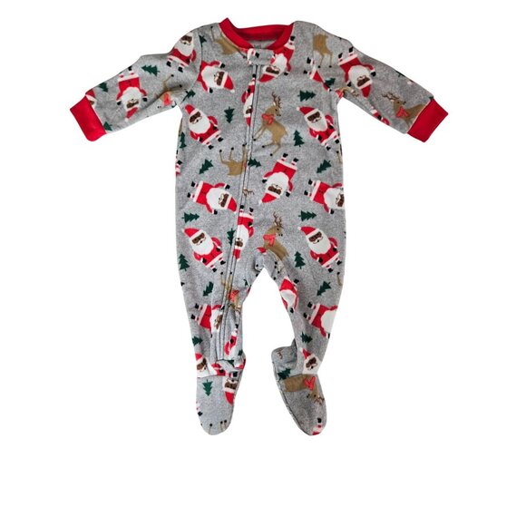 Carters Size 9 M Set of 2 Cozy Baby Pajamas With Holiday Prints & Stripes Soft - Picture 2 of 10